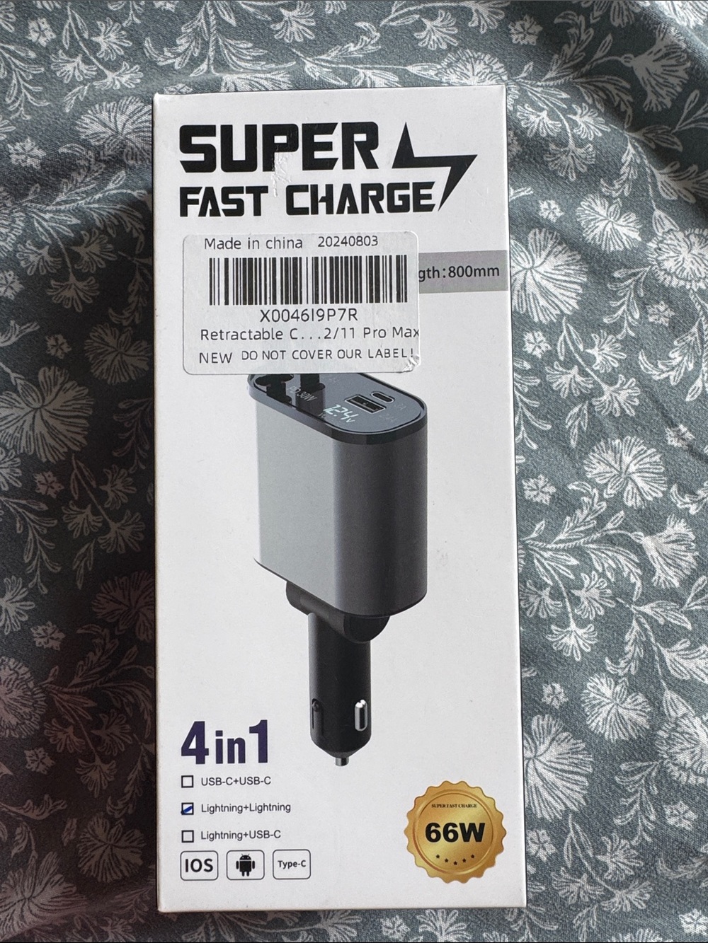 Super Fast Charge 66W 4-in-1 Car Charger - Black